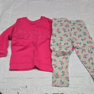 Carter's Pink Top and Floral Leggings Set